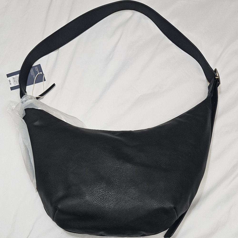 Universal Thread Faux Leather Crescent Shoulder Bag - Black